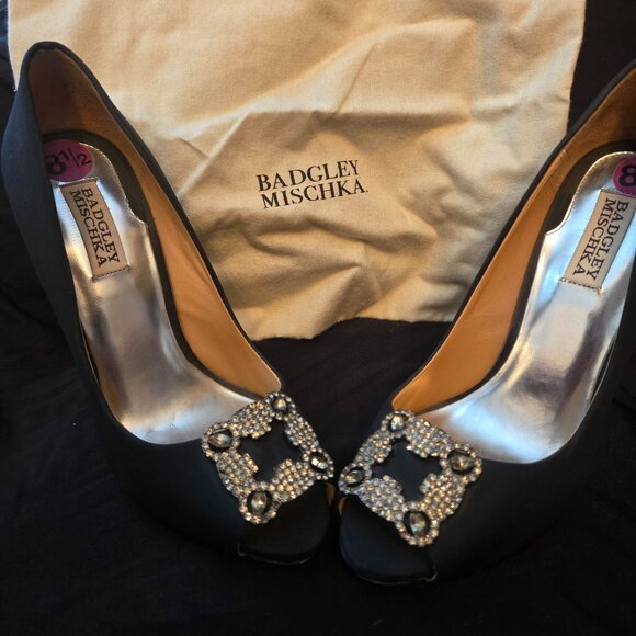 Badgley Mischka Black Open Toe Pump 8.5 - Picture 1 of 6